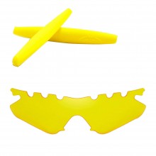 Walleva Yellow Vented Replacement Lenses and Yellow Earsocks for Oakley M Frame Heater Sunglasses